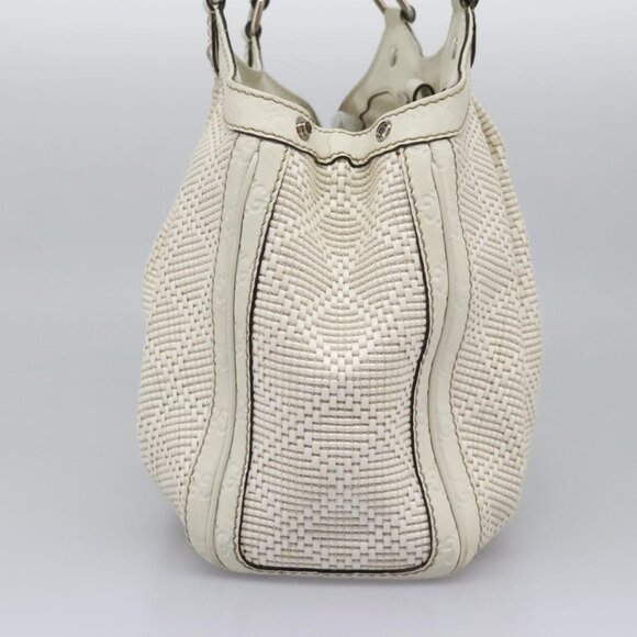 GUCCI Hand Bag Raffia Silver White Auth - Picture 5 of 16